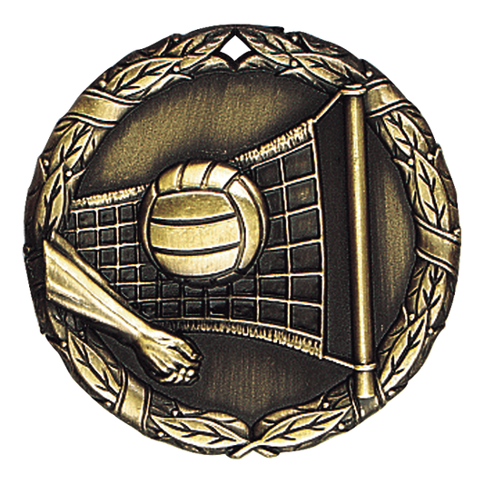Wreath Volleyball Medal 2" / Gold