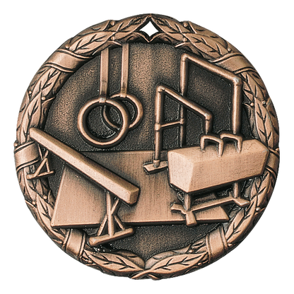 Wreath Gymnastics Medal 2" / Bronze (Copper Tone)
