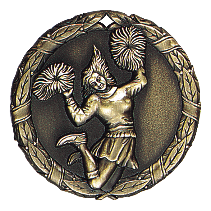 Wreath Cheerleader Medal 2" / Gold