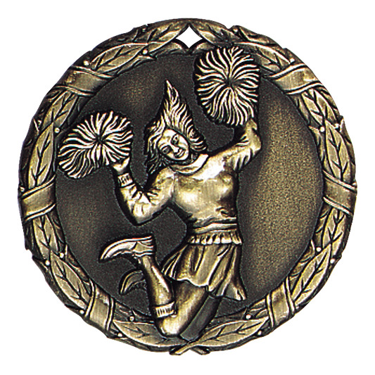 Wreath Cheerleader Medal 2" / Gold
