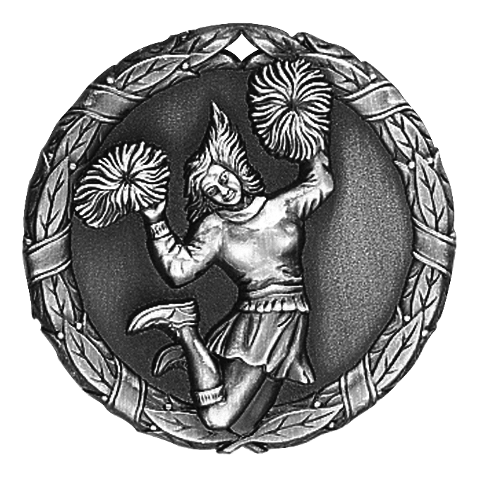 Wreath Cheerleader Medal 2" / Silver