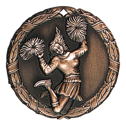 Wreath Cheerleader Medal 2" / Bronze (Copper Tone)