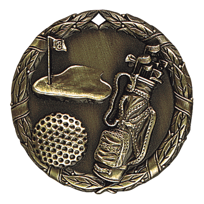 Wreath Golf Medal 2" / Gold