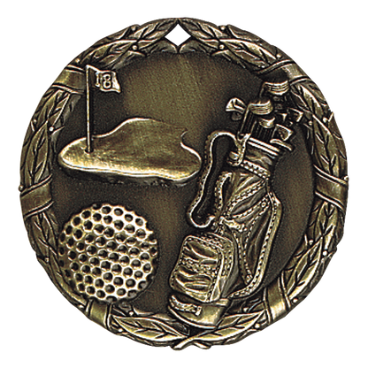 Wreath Golf Medal 2" / Gold