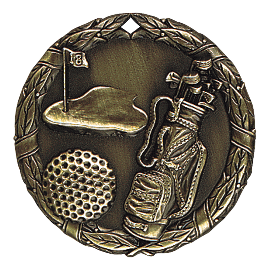 Wreath Golf Medal 2" / Gold