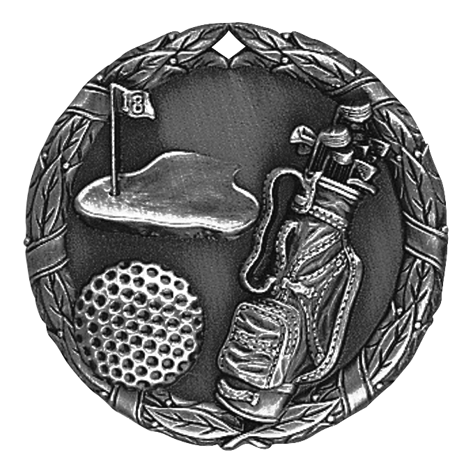 Wreath Golf Medal 2" / Silver