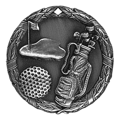 Wreath Golf Medal 2" / Silver