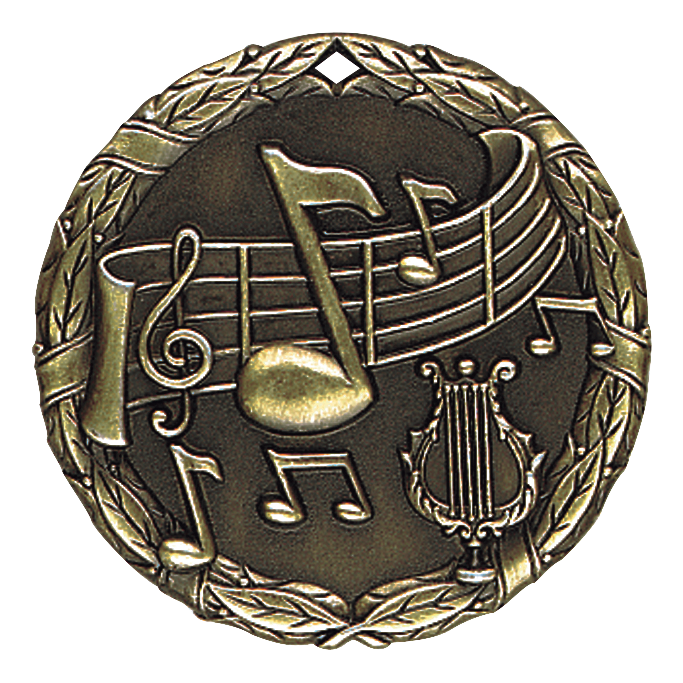 Wreath Music Medal 2" / Gold