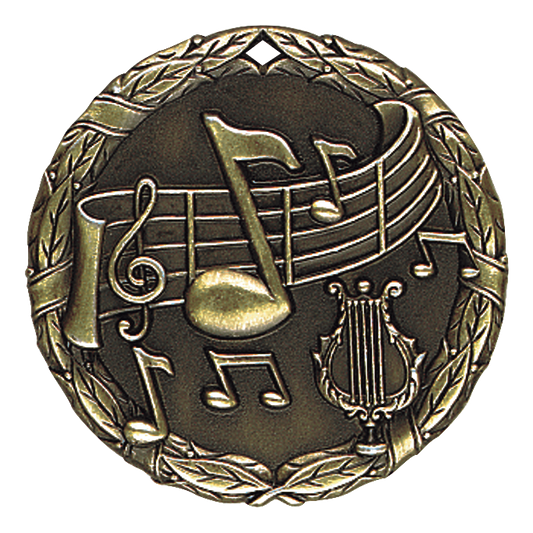 Wreath Music Medal 2" / Gold