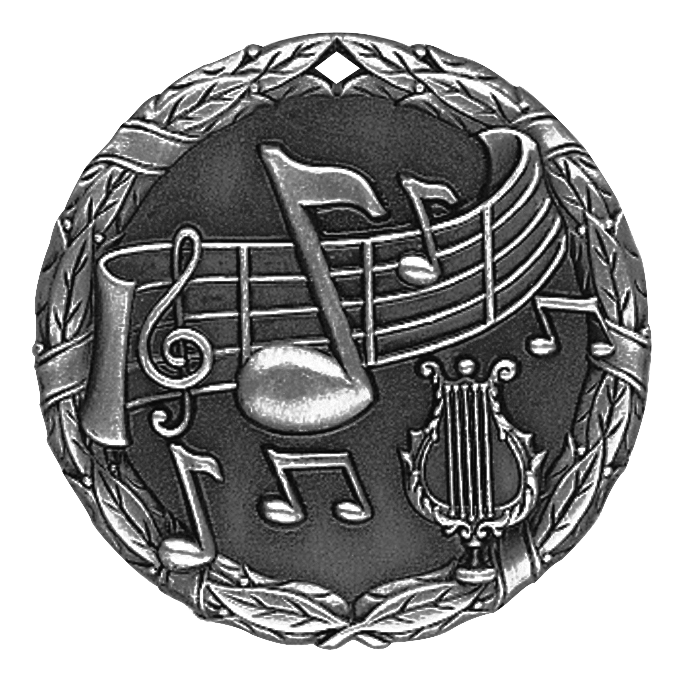 Wreath Music Medal 2" / Silver