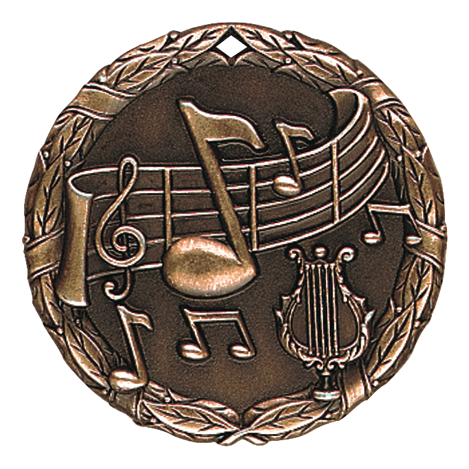 Wreath Music Medal 2" / Bronze (Copper Tone)