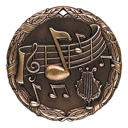 Wreath Music Medal 2" / Bronze (Copper Tone)