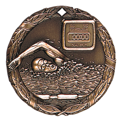 Wreath Swimming Medal 2" / Bronze (Copper Tone)