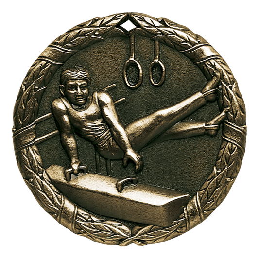 Wreath Male Gymnist Medal 2" / Gold