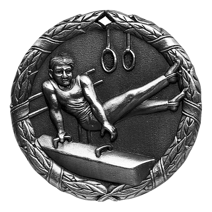 Wreath Male Gymnist Medal 2" / Silver