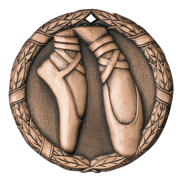 Wreath Ballet Medal 2" / Bronze (Copper Tone)