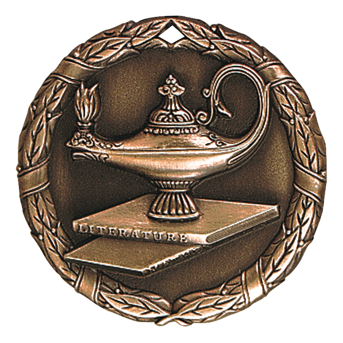 Wreath Academic Medal 2" / Bronze (Copper Tone)