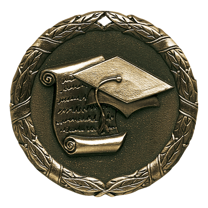 Wreath Graduation Medal 2" / Gold