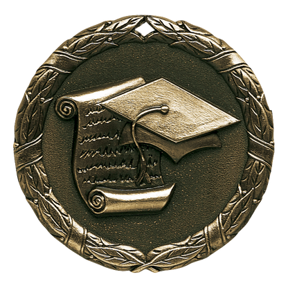 Wreath Graduation Medal 2" / Gold