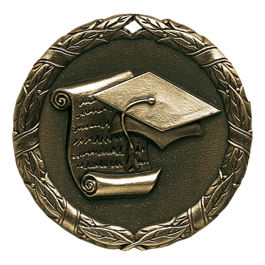 Wreath Graduation Medal 2" / Gold