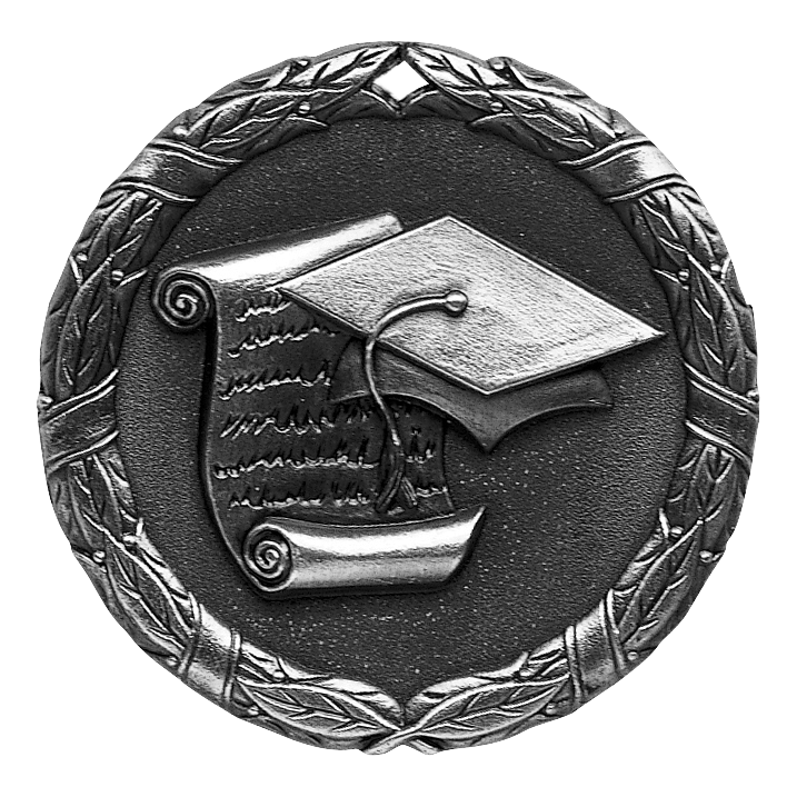 Wreath Graduation Medal 2" / Silver