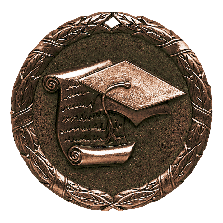 Wreath Graduation Medal 2" / Bronze (Copper Tone)