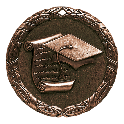 Wreath Graduation Medal 2" / Bronze (Copper Tone)