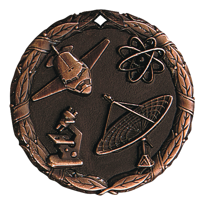 Wreath Science Medal 2" / Bronze (Copper Tone)