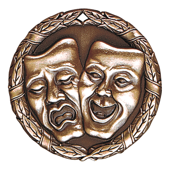 Wreath Drama Medal 2" / Bronze (Copper Tone)