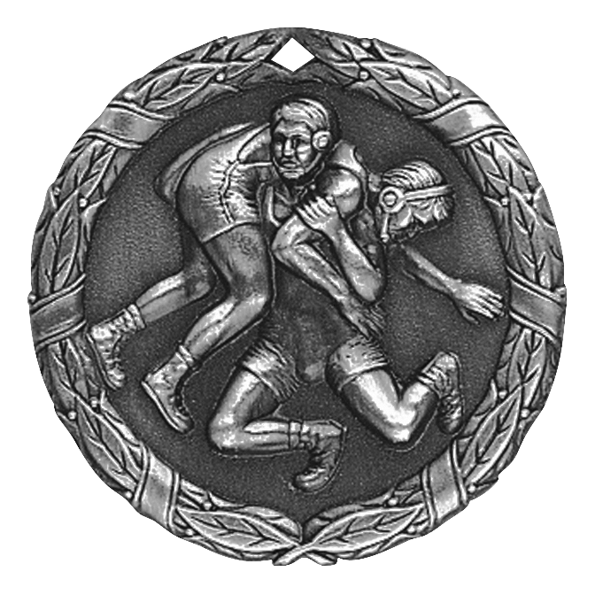 Wreath Wrestling Medal 2" / Silver