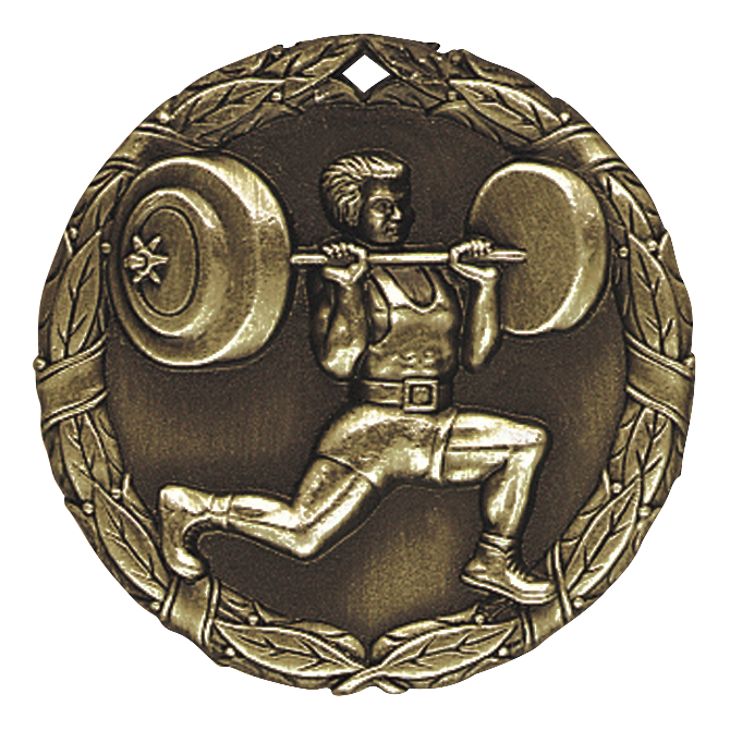 Wreath Weight Lifting Medal 2" / Gold