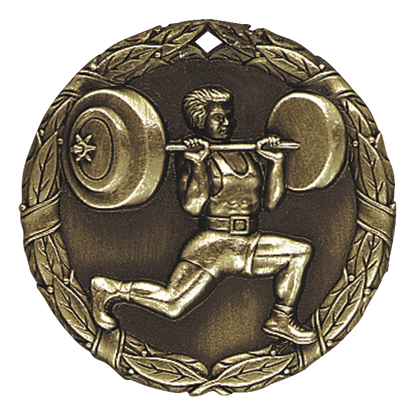 Wreath Weight Lifting Medal 2" / Gold