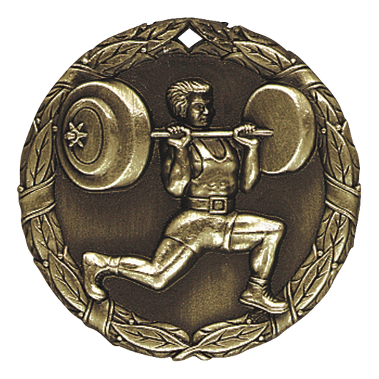 Wreath Weight Lifting Medal 2" / Gold