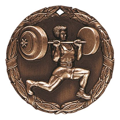 Wreath Weight Lifting Medal 2" / Bronze (Copper Tone)