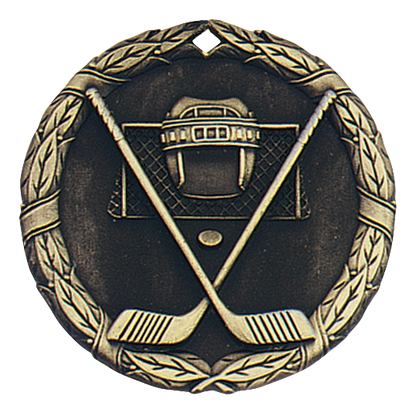 Wreath Ice Hockey Medal 2" / Gold