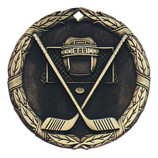 Wreath Ice Hockey Medal 2" / Gold