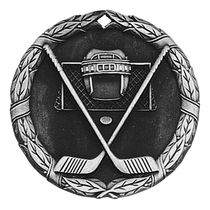 Wreath Ice Hockey Medal 2" / Silver