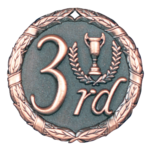Wreath 3rd Place Medal 2" / Bronze (Copper Tone)