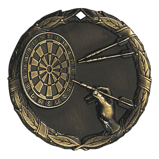 Wreath Darts Medal 2" / Gold