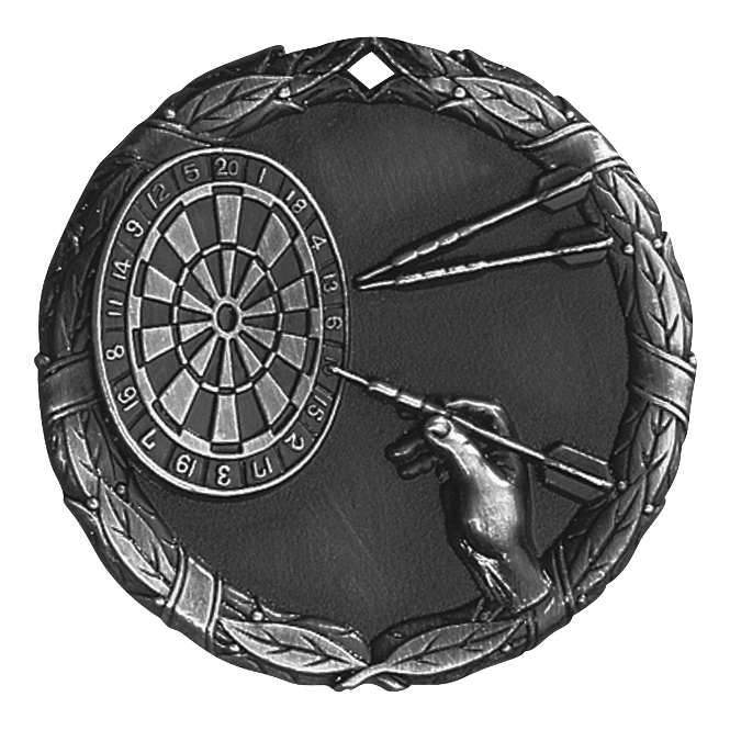 Wreath Darts Medal 2" / Silver