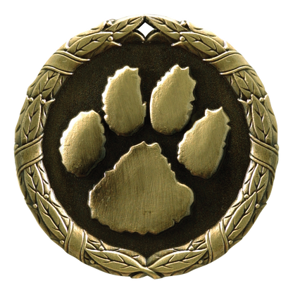 Wreath Paw Print Medal 2" / Gold