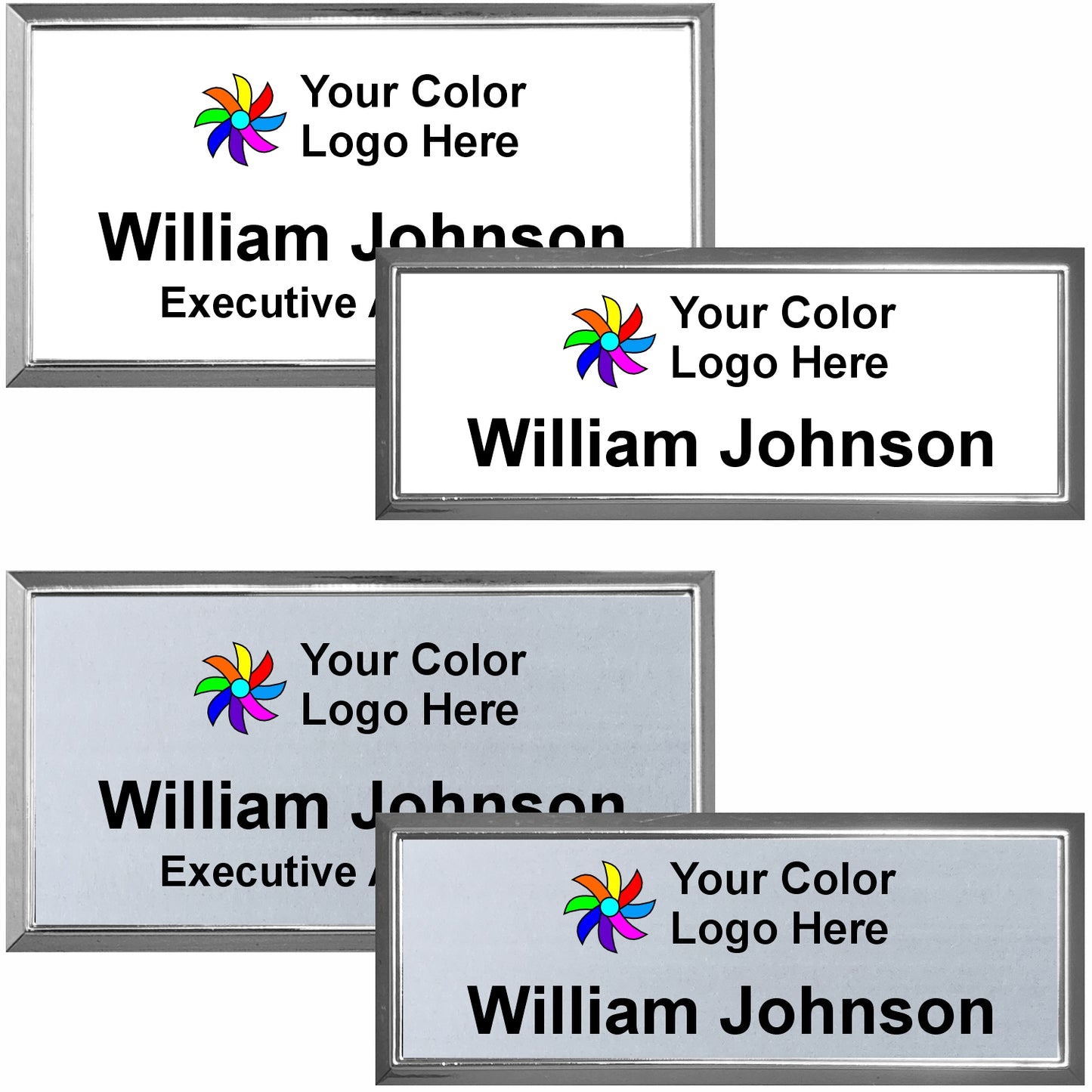 Imprinted Silver Framed Name Badge