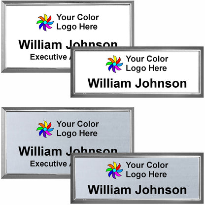 Imprinted Silver Framed Name Badge