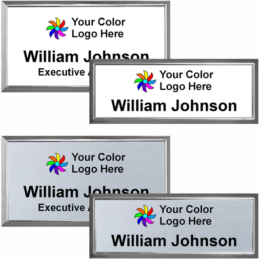 Imprinted Silver Framed Name Badge